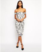 Asos Porcelain Print Bardot Midi Dress - Lyst