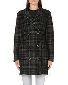 Diesel Checked Wool Blend Coat - Lyst