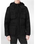 Calvin Klein Textured Zip Front Padded Hooded Jacket - Lyst