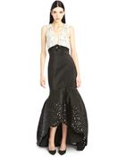 Oscar de la Renta Guipure & Faille Bi-Color Trumpet Gown - Lyst