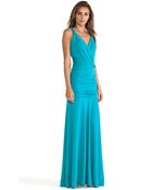 Halston Heritage Ruched Maxi Gown - Lyst
