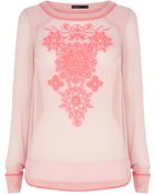 Karen Millen Silk Embroidered Top - Lyst