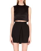 McQ by Alexander McQueen Cropped Fitted Satin Top - Lyst