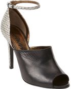 Lanvin Snakeskin Peep-Toe Sandals - Lyst