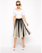 Asos Pleated Midi Skirt With Mesh Inserts - Lyst