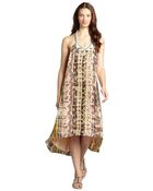 Love Sam Brown Tribal Zigzag Silk 'Habotai' Beaded Halter Dress - Lyst
