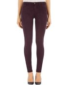 J Brand Mid Rise Luxe Sateen Super Skinny In Pinot - Lyst
