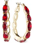 Anne Klein Gold-Tone Set Stone Hoop Earrings - Lyst
