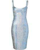 Hervé Léger Bandage Dress In Ice Grey Metallic - Lyst