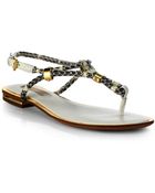 Michael Kors Hartley Snakeskin & Leather Thong Sandals - Lyst