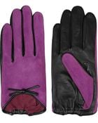Agnelle Bow-Embellished Suede And Leather Gloves - Lyst