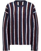 Joseph Brush Mohair Stripe Sweater In Navy/Burgundy/Ecru - Lyst