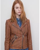 Pull&Bear Leather Biker Jacket - Lyst