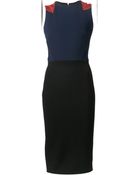 Victoria Beckham Organza Contrast Fitted Dress - Lyst