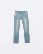 Zara Denim Chino Trousers - Lyst