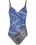 Gottex Rainbow Zebra Wrap Front Swimsuit - Lyst