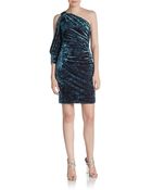 Aidan Mattox One-shoulder Velvet Dress - Lyst