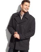 Kenneth Cole Wool-Blend Knit-Bib Military Pea Coat - Lyst