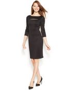 Calvin Klein Three-Quarter-Sleeve Cutout Sheath - Lyst