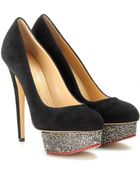 Charlotte Olympia Dolly Suede Glitter Sole Platform Pumps - Lyst