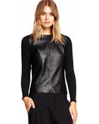 Michael Stars Long Sleeve Top With Leather Front - Lyst