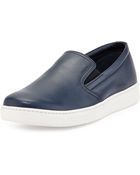 Prada Leather Slip-On Sneaker - Lyst