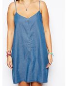 Asos Curve Cami Dress in Denim - Lyst