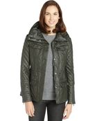BCBGMAXAZRIA Olive Quilted Coated Cotton 'Kelly' Hooded Anorak Jacket - Lyst