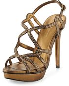 Pelle Moda Flirt Metallic Evening Platform Sandal - Lyst