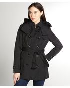 London Fog Black Cotton Blend Double Breasted Belted Trench Coat - Lyst
