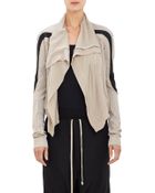Rick Owens Silk & Leather Combo Moto Jacket - Lyst