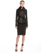 Donna Karan New York Stretch Leather Jacket - Lyst