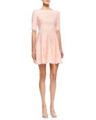 Ml Monique Lhuillier Elbow-Sleeve Lace Cocktail Dress - Lyst