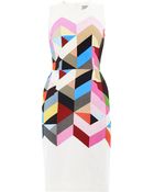 Preen By Thornton Bregazzi Issy Geometricprint Crepe Dress - Lyst