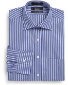 Saks Fifth Avenue Black Slim-Fit Shadow Stripe Cotton Dress Shirt - Lyst
