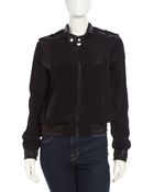 Fade To Blue Faux-Leather Contrast Bomber Jacket - Lyst