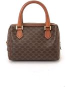 Celine Preowned Dark Brown Macadam Mini Top Handle Bag - Lyst