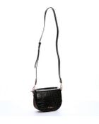 Treesje Black Croc Embossed Leather Small 'Koralina' Expandable Saddle Bag - Lyst