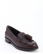 Tod's Bordeaux Leather Fringe Tassel Slip-On Loafers - Lyst