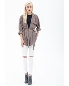 Forever 21 Slouchy Belted Trench Coat - Lyst