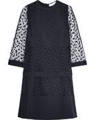 Chloé Polka Dot-Embroidered Tulle And Crepe Dress - Lyst