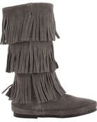 Minnetonka Calf Hi 3layer Fringe Boot - Lyst