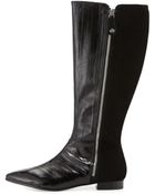 J. Reneé Nemogen Eelskin And Suede Leather Riding Boot - Lyst