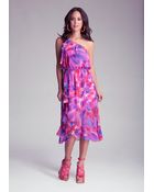 Bebe One Shoulder Ruffle Dress - Lyst