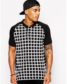 Asos Polo Shirt With Geo Grid Print - Lyst