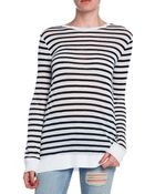 T By Alexander Wang Striped Rayon Linen Long Sleeve Tee - Lyst
