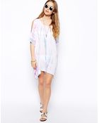 Asos Tie Dye Cold Shoulder Beach Cover Up - Lyst