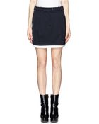 Alexander McQueen Contrast Silk Hem Wool Skirt - Lyst