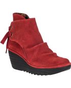 Fly London Yama Wedge Boot Red Suede - Lyst
