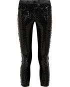 Junya Watanabe Sequined Stretch-Satin Skinny Pants - Lyst